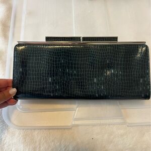 Blue Crocodile Embossed Clutch